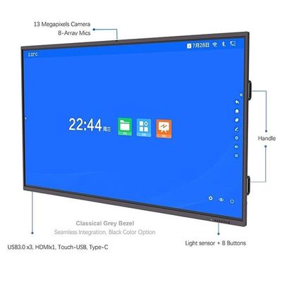 4K 65 Zoll 16:9 Interaktives LCD-Whiteboard Infrarot/Kapazitativ Touch für intelligente Bildung