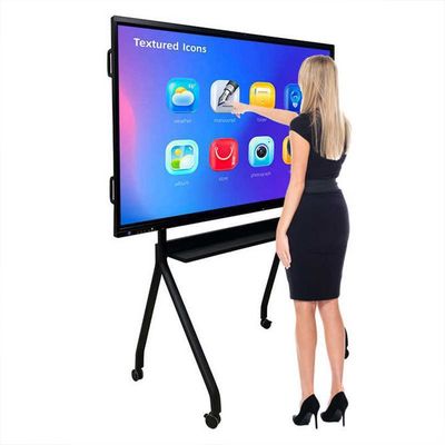 65 Zoll interaktiver Touchscreen Whiteboard 4K Bildschirmplatten Smart Display mit Infrarot 10/20 Punkten und Android 13.0