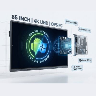 Interaktives Touchscreen-Whiteboard 85 Zoll mit RK3588 Octa-Core-Prozessor und 16 GB RAM für Hochgeschwindigkeitsbetrieb